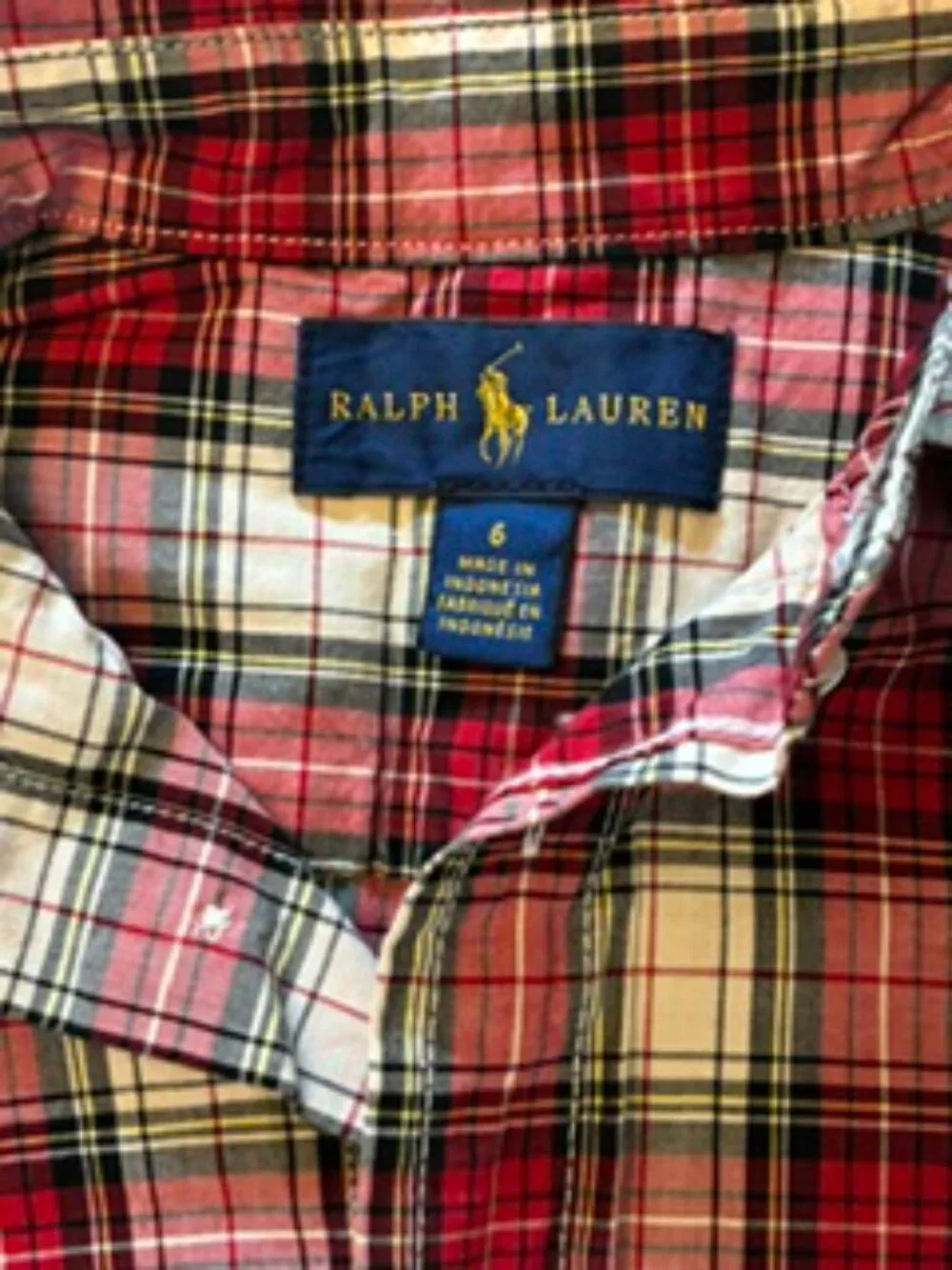 Ralph Lauren Plaid Multicolored Long Sleeve Button Down Shirt Size 6